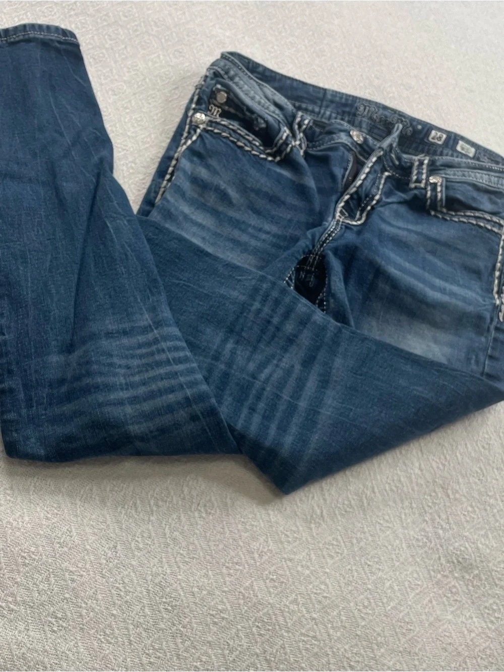 Miss Me Medium Blue Straight Jeans ~ Size 28 ~ Dress up your jeans* Bling
